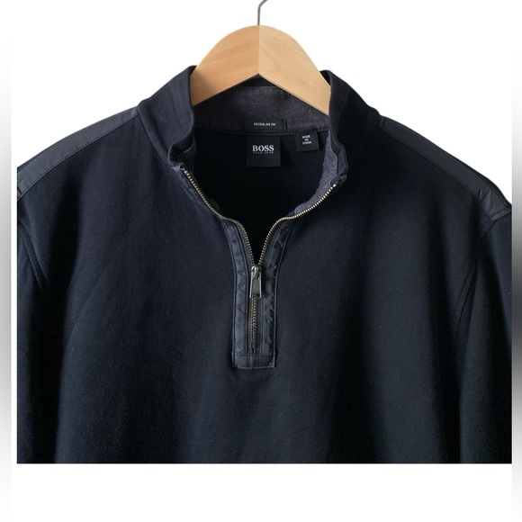 Hugo Boss Men's Sidney 1/4 Zip Stand Collar Black Sporty Pullover Size Large - Picture 6 of 8